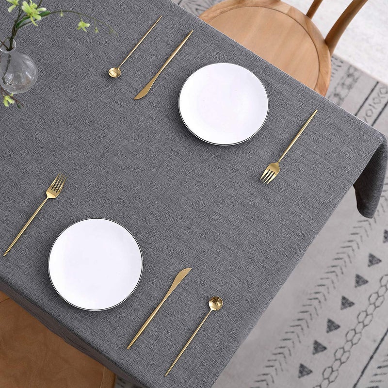 maxmill Flaxy Faux Linen Table Cloth with 2-Tone Slubby Texture Wrinkle Resistant Anti-Shrink Soft Tablecloth for Kitchen Dining Tabletop for Buffet Banquet Parties Rectangle 52 x 70 Inch Charcoa - Image 4